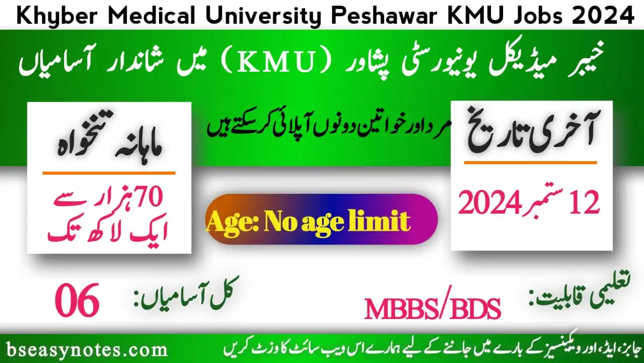 Khyber Medical University KMU Peshawar Jobs 2024