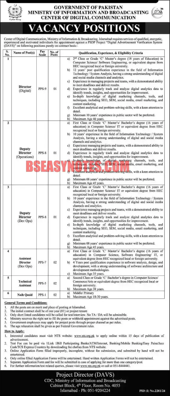 Ministry of Information and Broadcasting MOIB Jobs 2024 Details