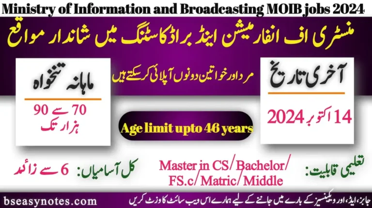 Ministry of Information and Broadcasting MOIB Jobs 2024