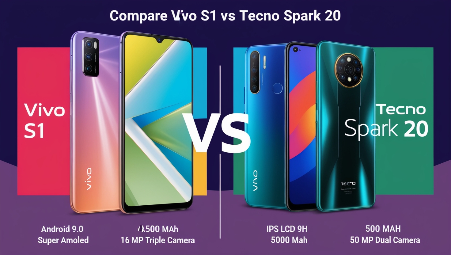 Vivo S1 vs Tecno Spark 20 Full Comparison