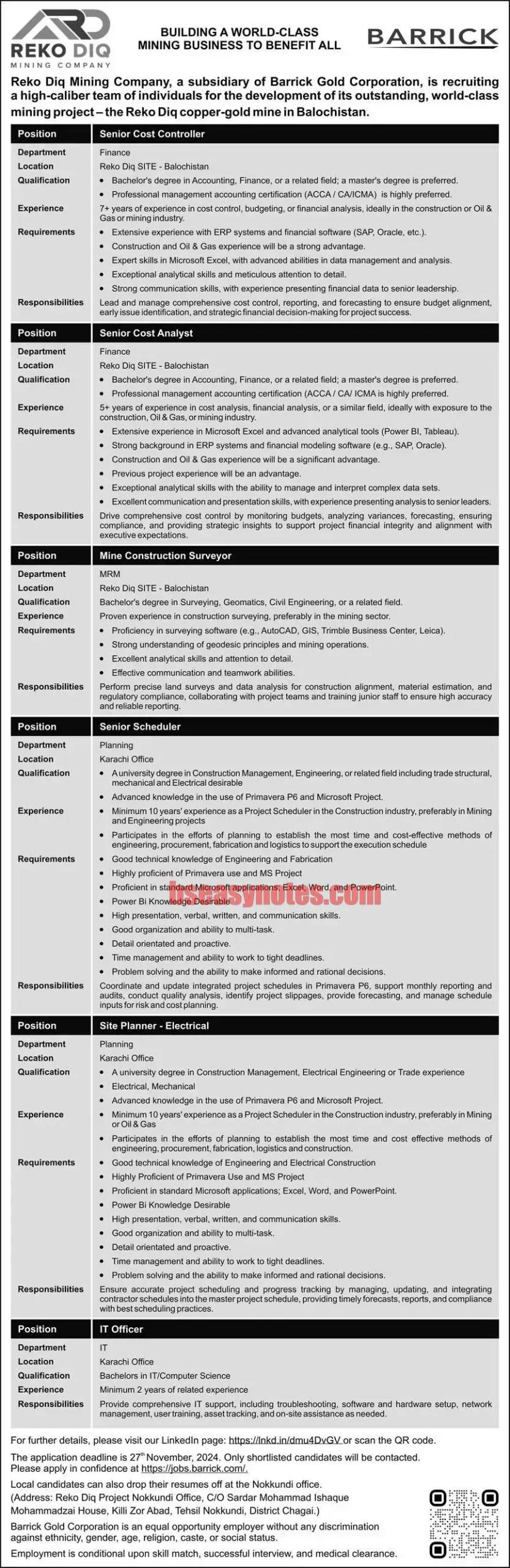 Reko Diq Mining Company Jobs 2024