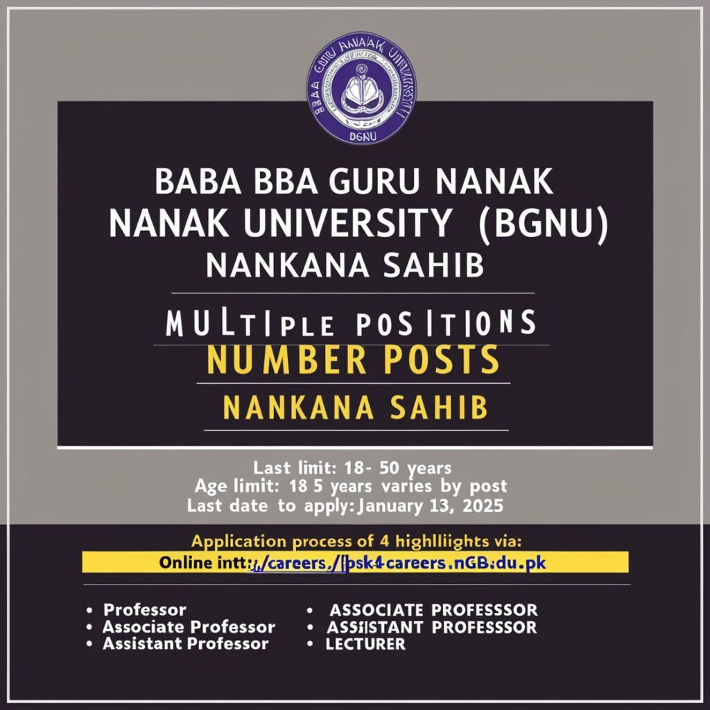 Baba Guru Nanak University Bgnu Jobs 2024