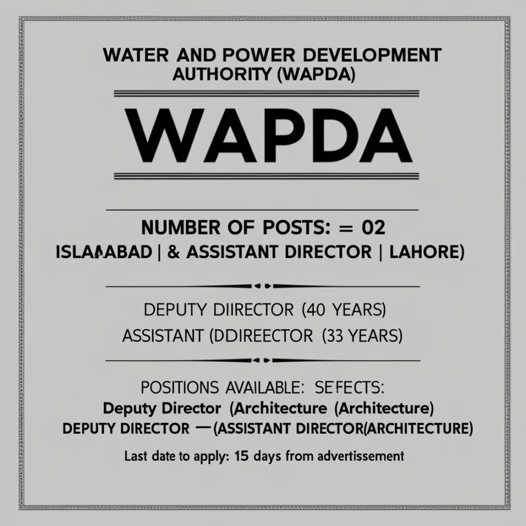 Water and Power Development Authority Jobs 2025