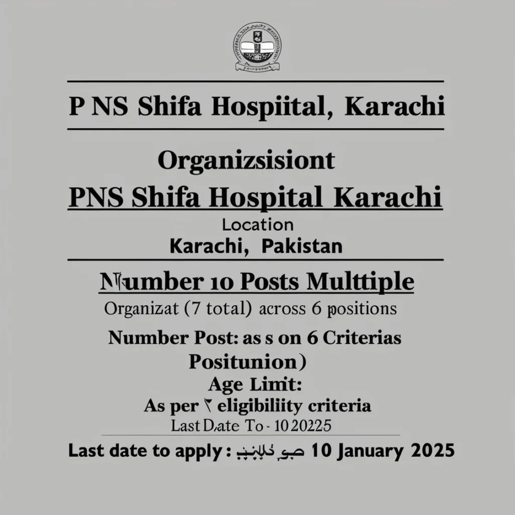 PNS Shifa Hospital Karachi Jobs 2025