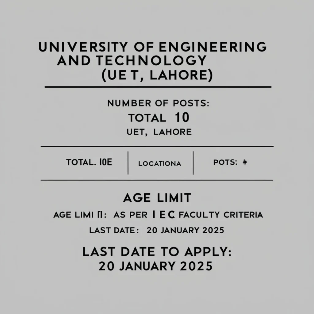 UET Lahore Jobs 2025