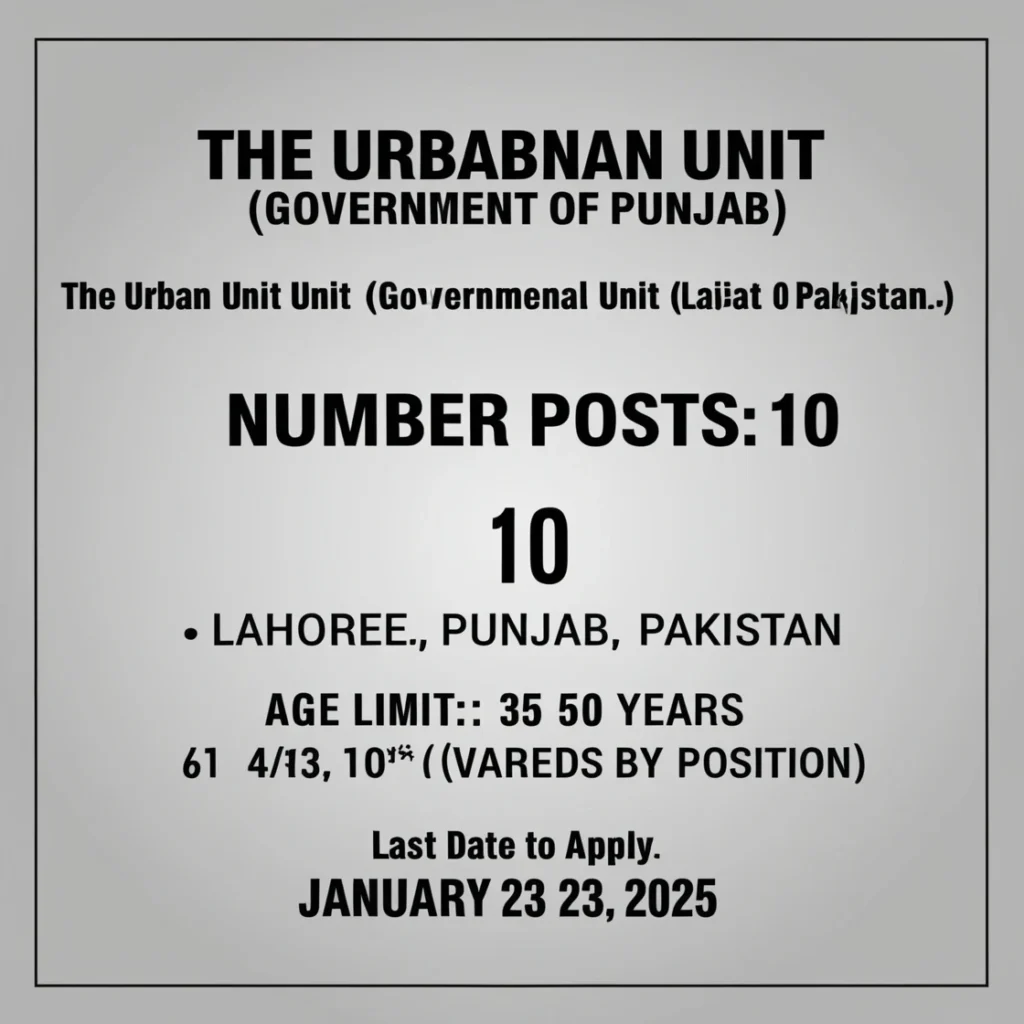 Urban Sector Planning Punjab Jobs 2025