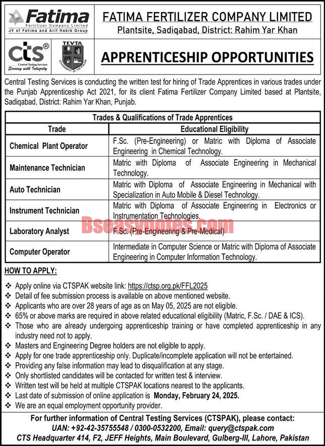 Fatima Fertilizer Company Limited Jobs 2025